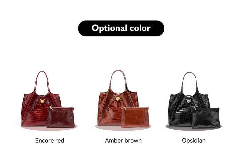 Crocodile Pattern Genuine Leather Tote – Business Commuter Style