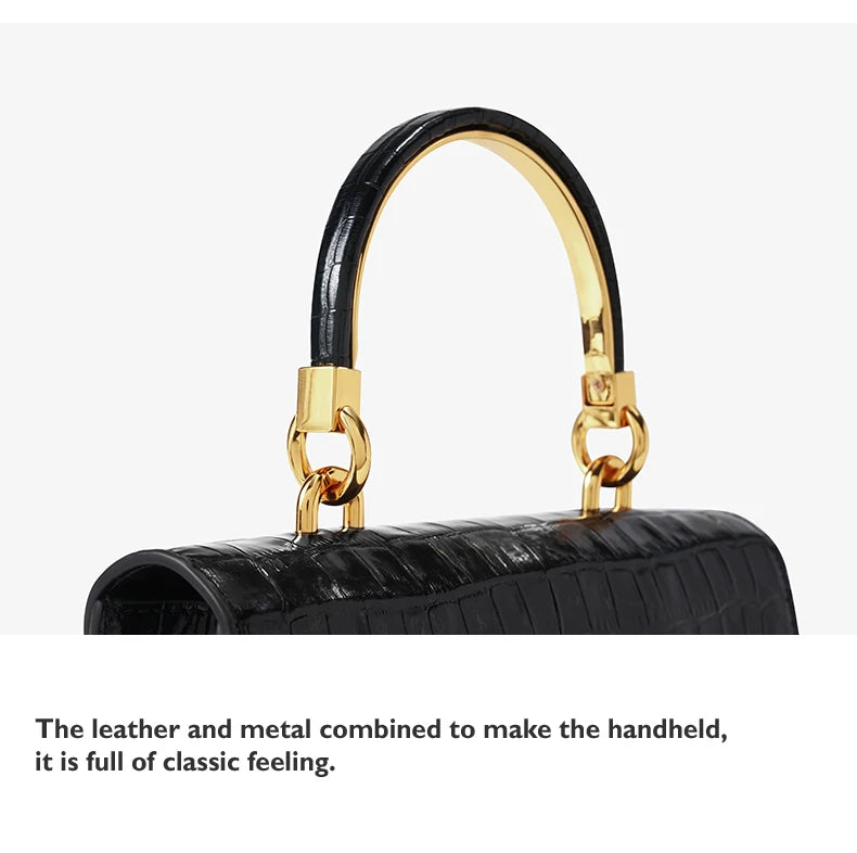 Genuine Leather Animal Print Flap Bag