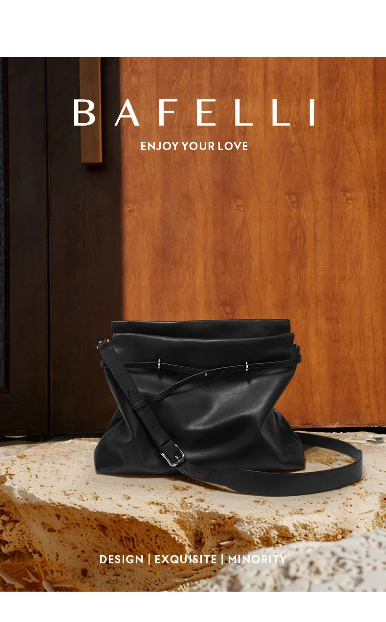 Soft Genuine Leather Underarm Tote – Compact Travel-Inspired Crossbody