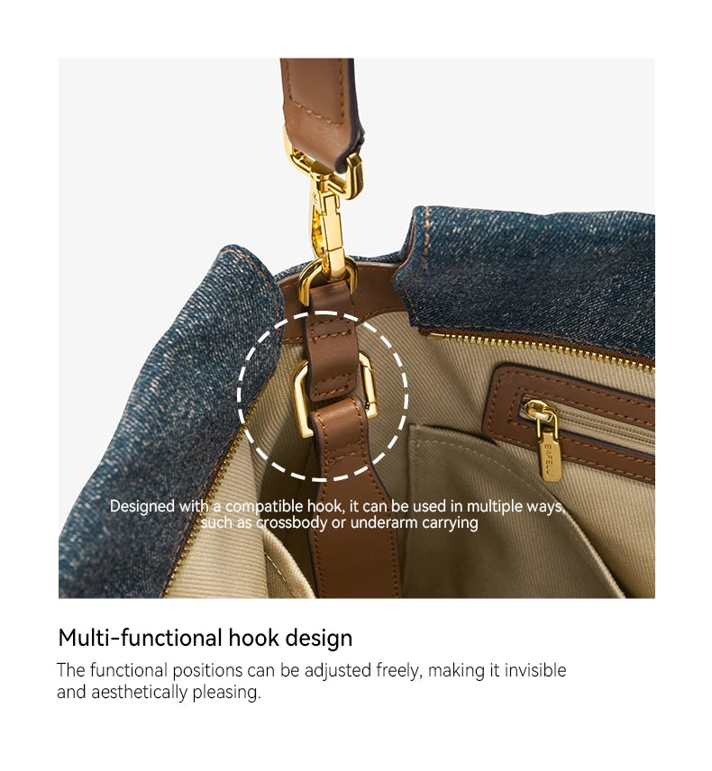 Denim Shoulder and Crossbody Bag