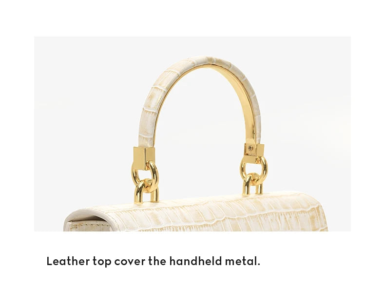 Genuine Leather Flap Shoulder Bag – Gold Lock Elegance
