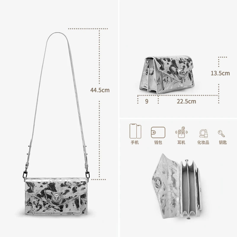 Genuine Leather Flap Crossbody Bag