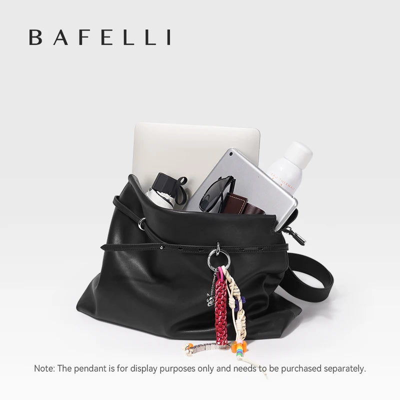 Soft Genuine Leather Underarm Tote – Compact Travel-Inspired Crossbody
