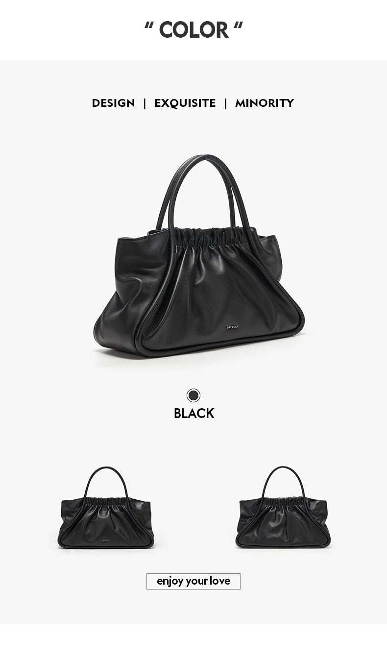 Genuine Leather Doctor Bag – Ruched Design