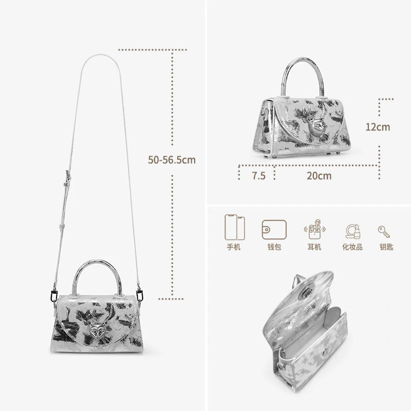 Genuine Leather Shell Handbag – Hasp and Flap Design