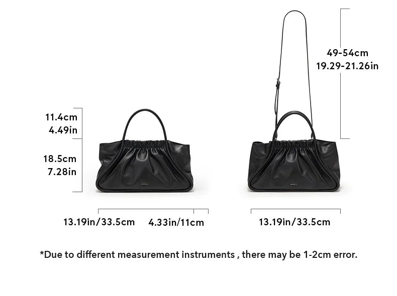 Genuine Leather Doctor Bag – Ruched Design