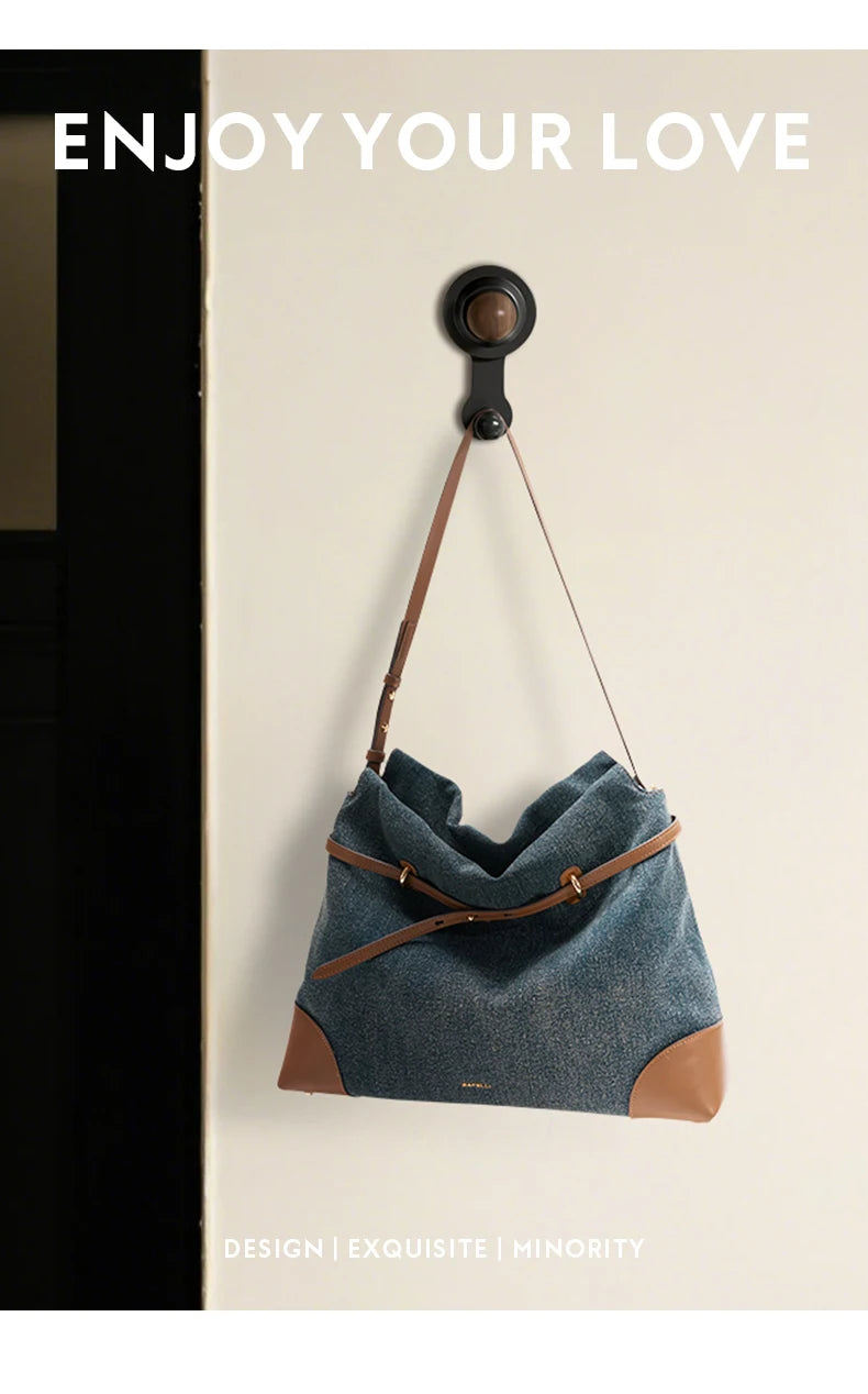 Denim Shoulder and Crossbody Bag