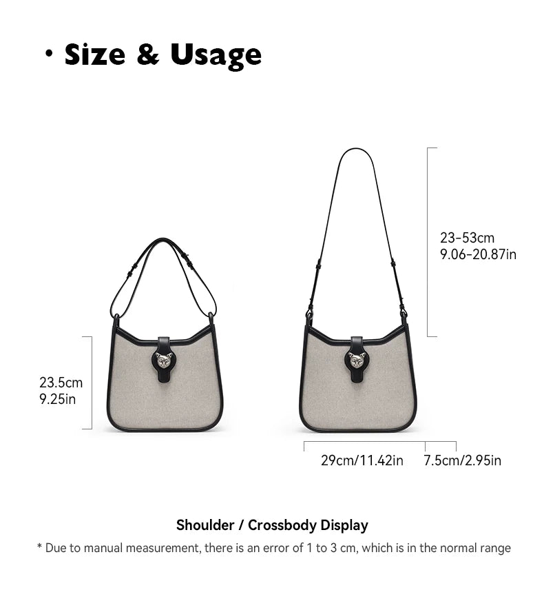 Retro Half Moon Split Leather Messenger Bag with Lock