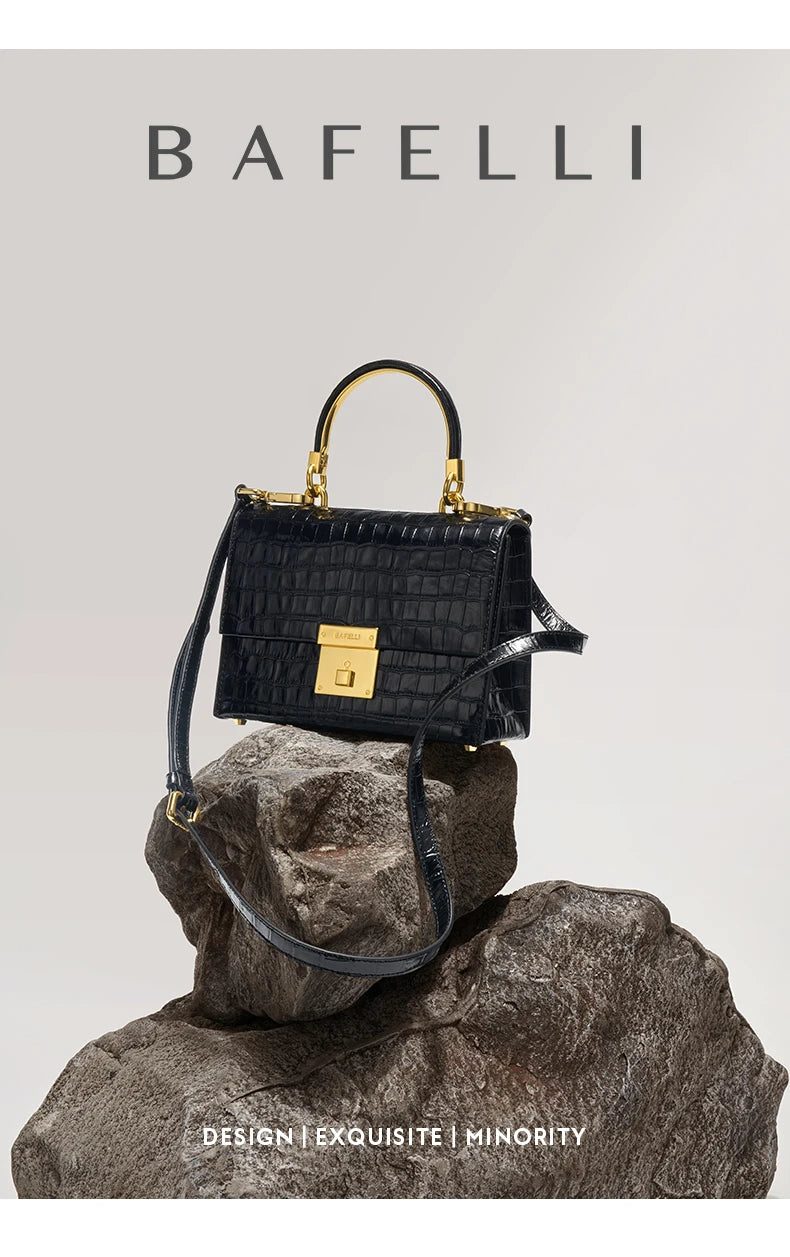 Genuine Leather Animal Print Flap Bag