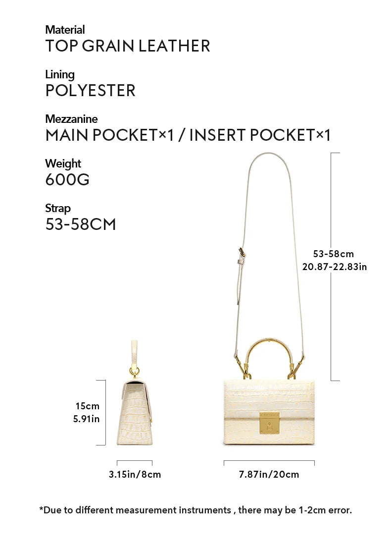 Genuine Leather Flap Shoulder Bag – Gold Lock Elegance