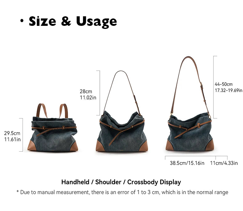 Denim Shoulder and Crossbody Bag