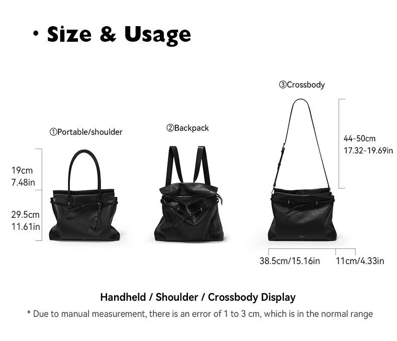 Soft Genuine Leather Underarm Tote – Compact Travel-Inspired Crossbody