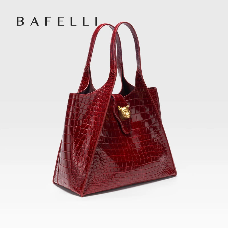 Crocodile Pattern Genuine Leather Tote – Business Commuter Style