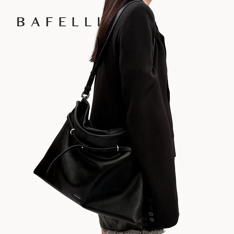 Soft Genuine Leather Underarm Tote – Compact Travel-Inspired Crossbody