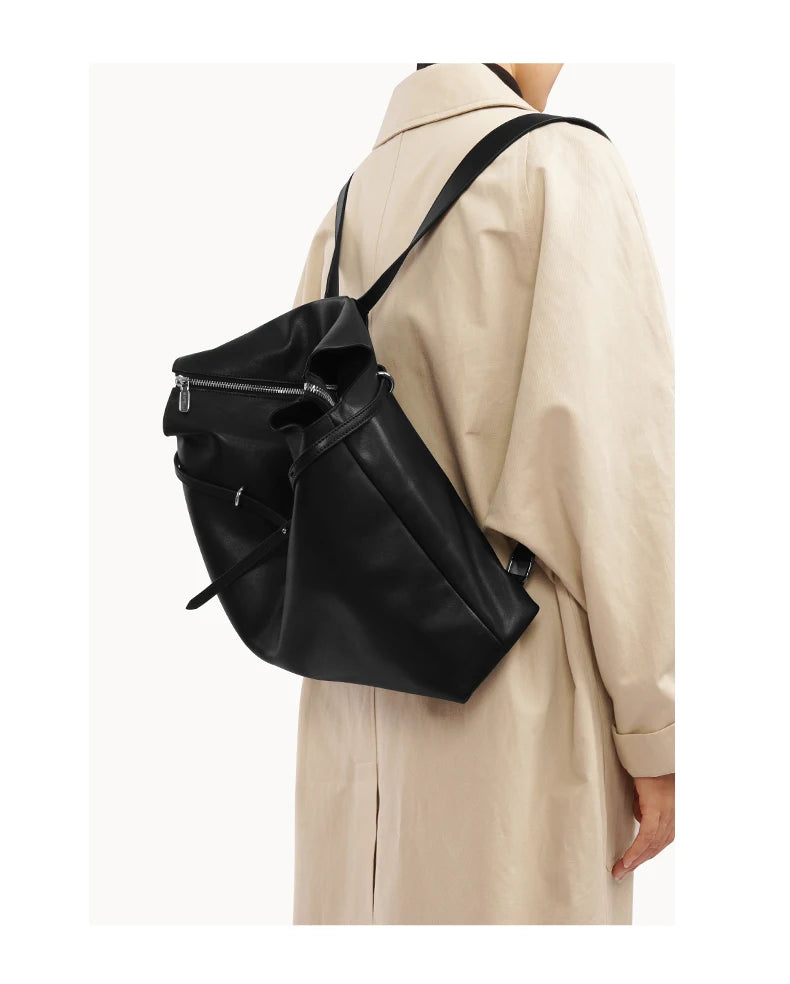 Soft Genuine Leather Underarm Tote – Compact Travel-Inspired Crossbody