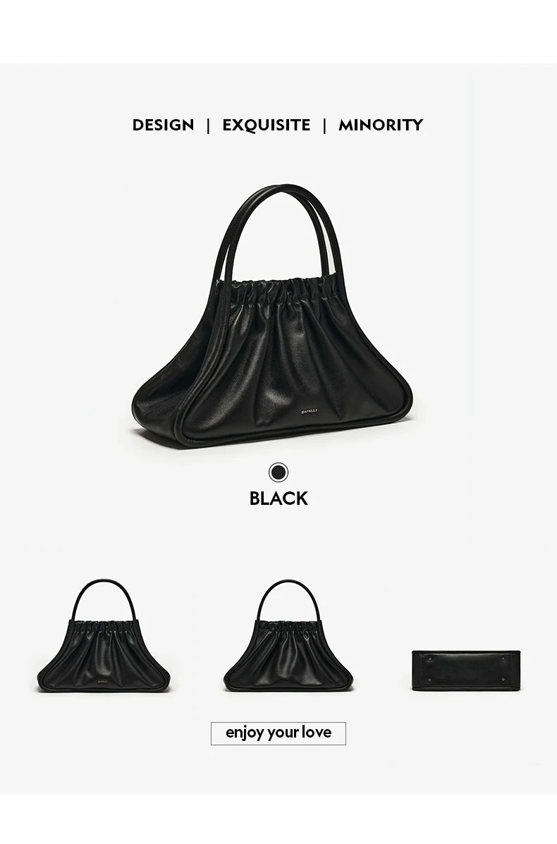 Genuine Leather Doctor Bag – Ruched Design