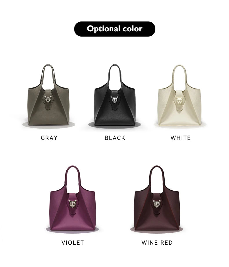 Genuine Leather Tote Bag – Soft Casual Style with Open Pocket