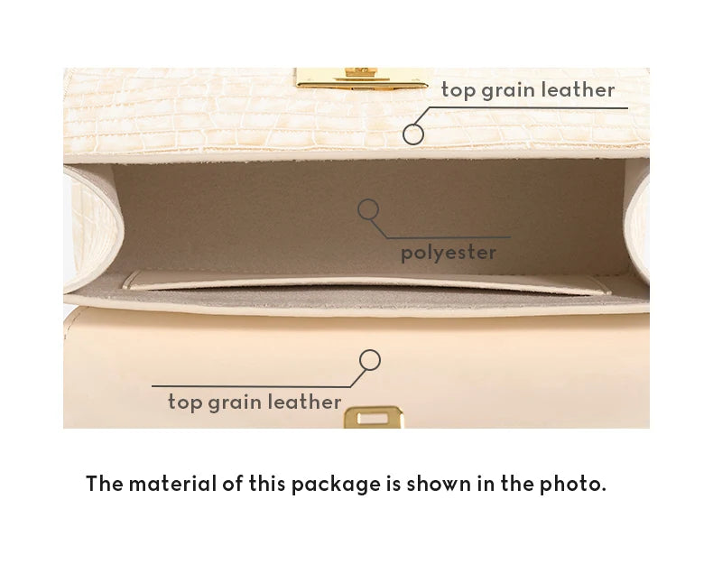 Genuine Leather Flap Shoulder Bag – Gold Lock Elegance