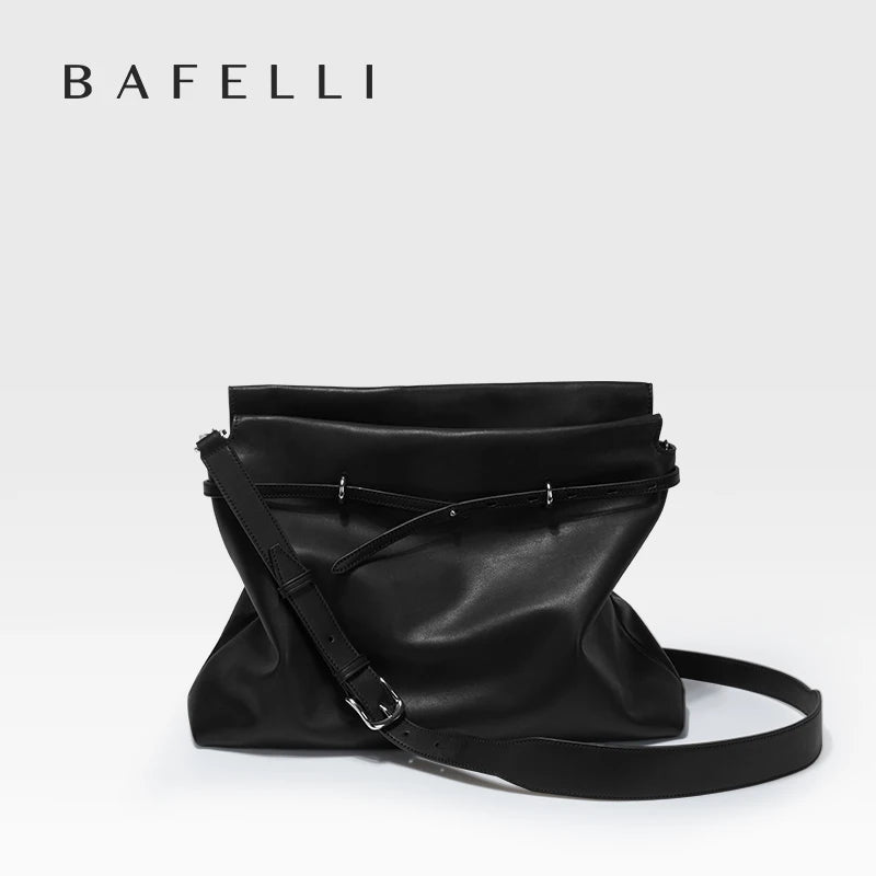 Soft Genuine Leather Underarm Tote – Compact Travel-Inspired Crossbody