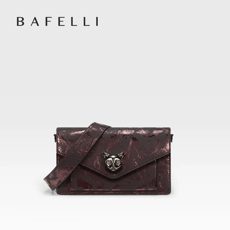 Genuine Leather Flap Crossbody Bag