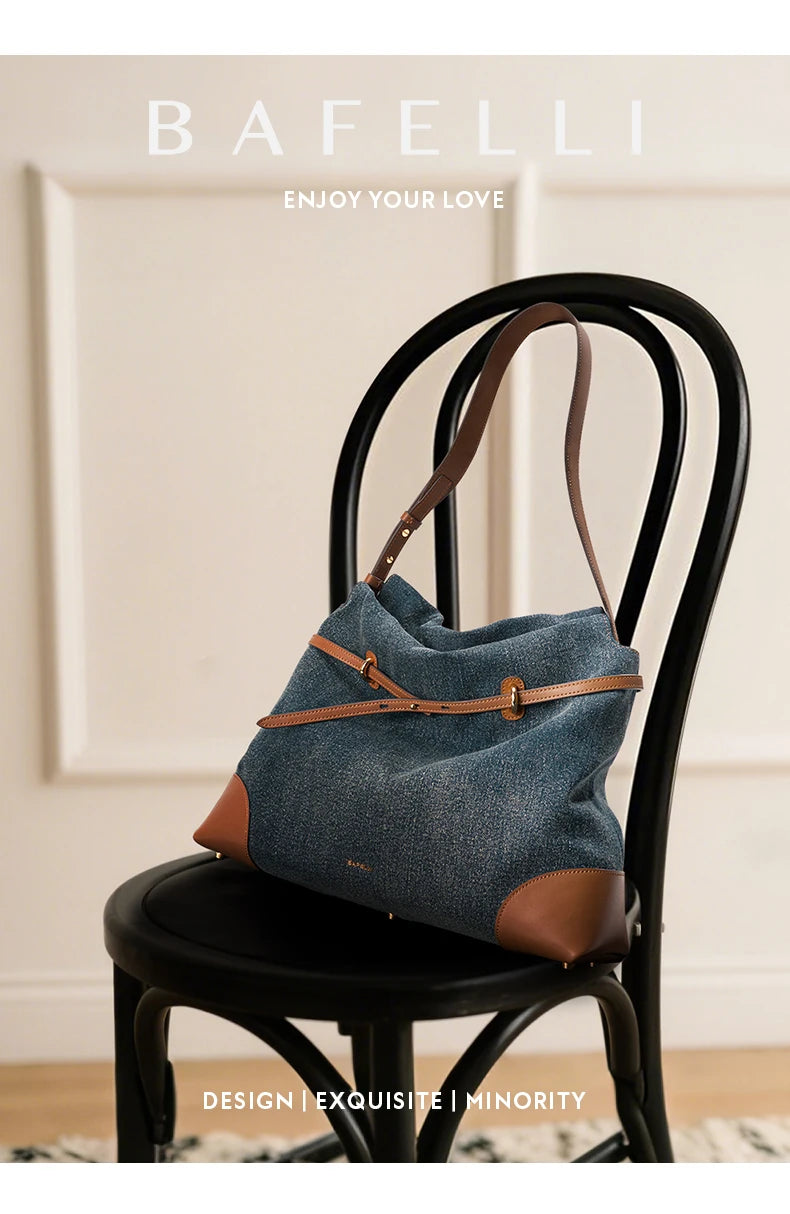 Denim Shoulder and Crossbody Bag