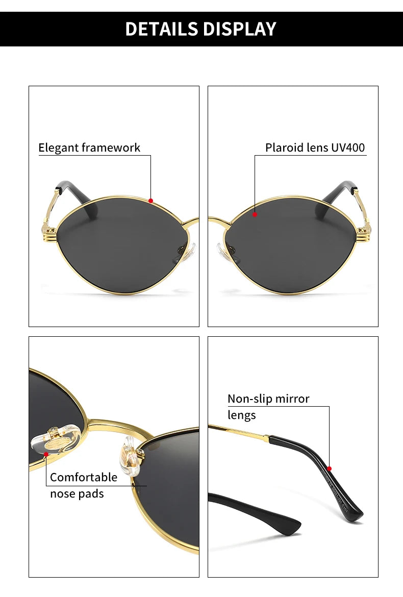 Alloy Oval Polarized Sunglasses
