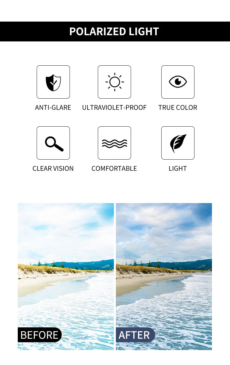 Square Polarized Sunglasses – Stainless Steel Frame