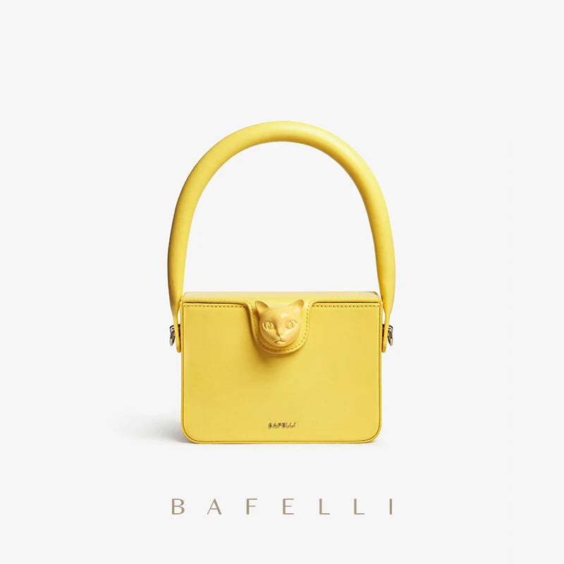 Boxy Genuine Leather Flap Bag – Cartoon Lock Design