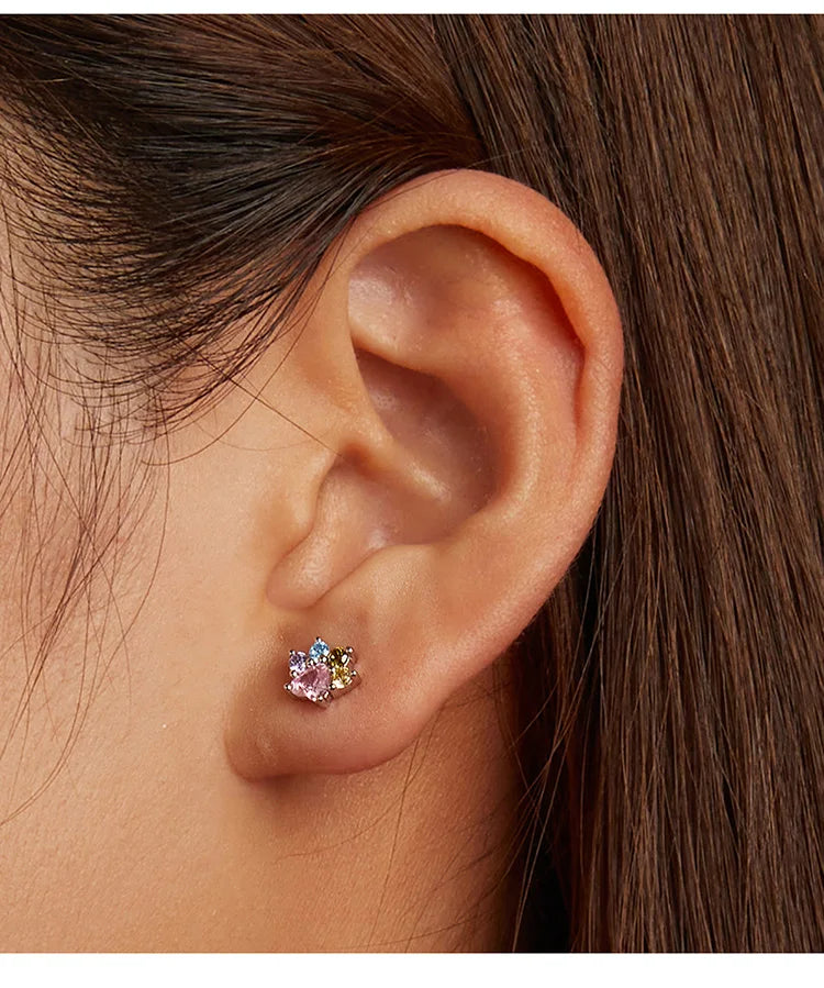 Brilliant Star and Butterfly Sterling Silver Stud Earrings