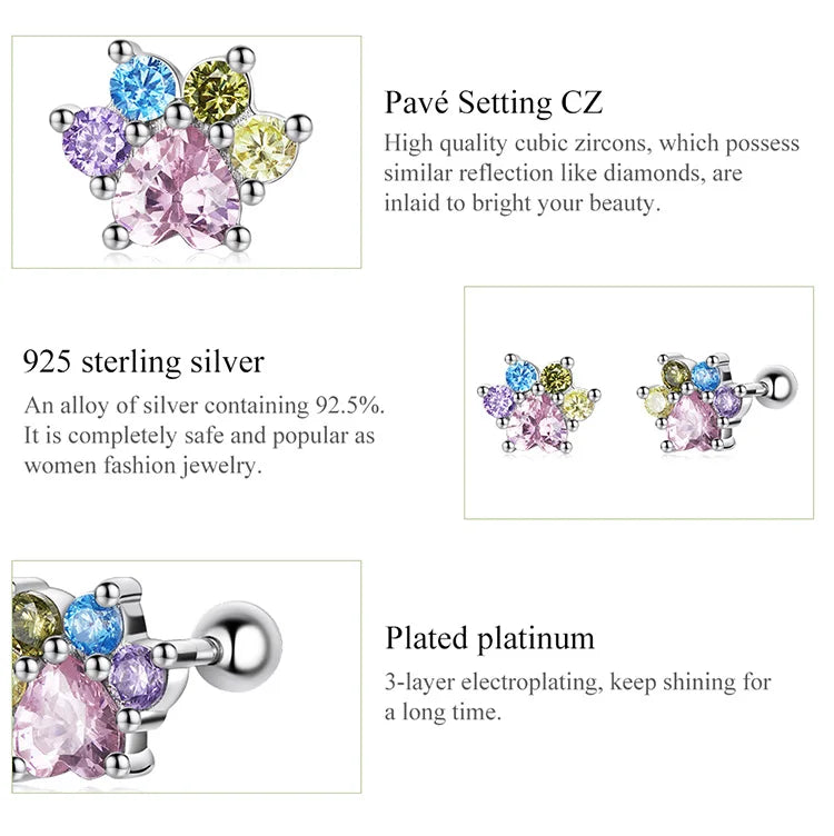 Brilliant Star and Butterfly Sterling Silver Stud Earrings