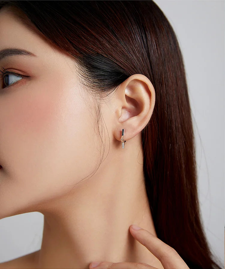 Star Hoop Earrings – Sterling Silver with Oxidized Finish