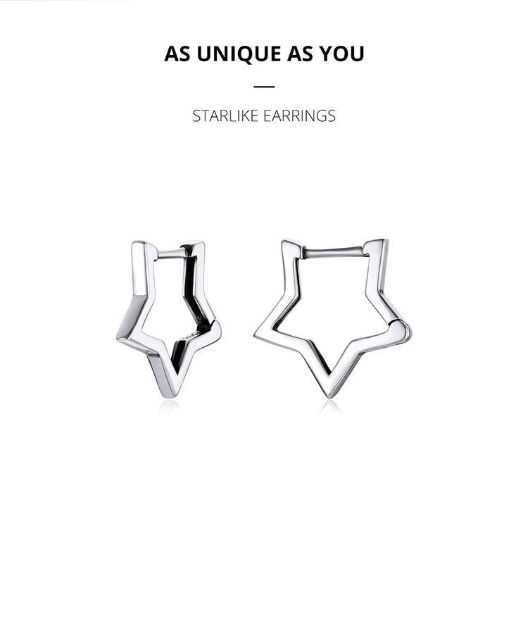 Star Hoop Earrings – Sterling Silver with Oxidized Finish