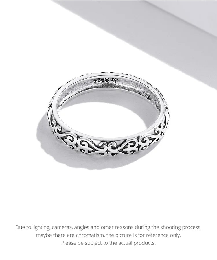 Floral Embossed Ring – 925 Sterling Silver Vintage Band