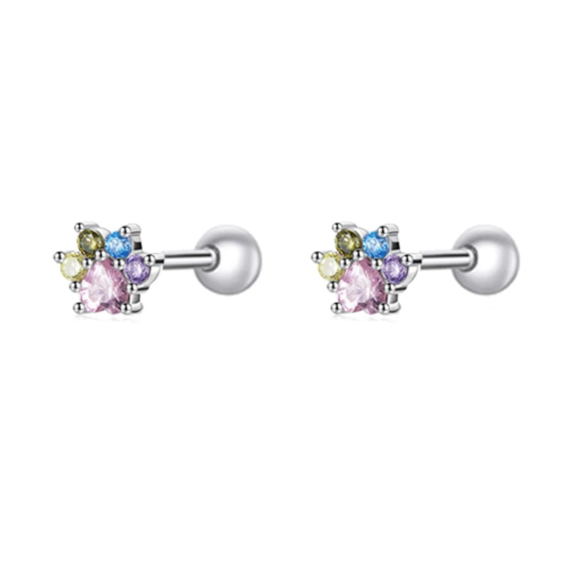 Brilliant Star and Butterfly Sterling Silver Stud Earrings