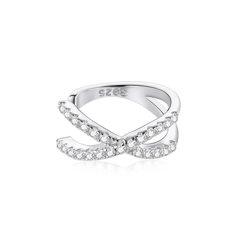 925 Sterling Silver CZ Ear Cuff Clip Earring with Geometric Design