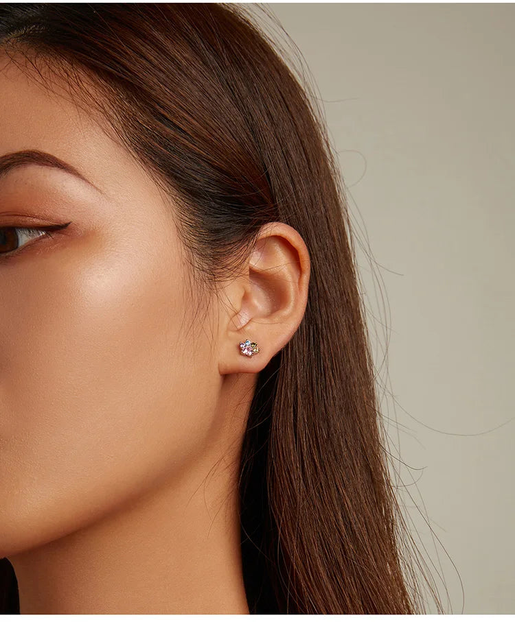 Brilliant Star and Butterfly Sterling Silver Stud Earrings