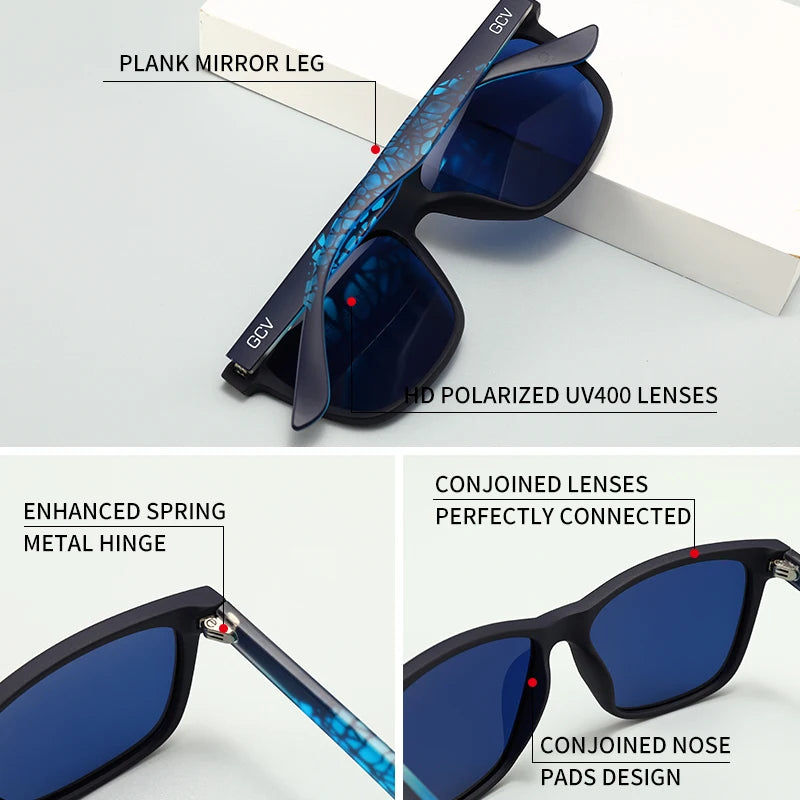 Square Polarized Sunglasses – Stainless Steel Frame