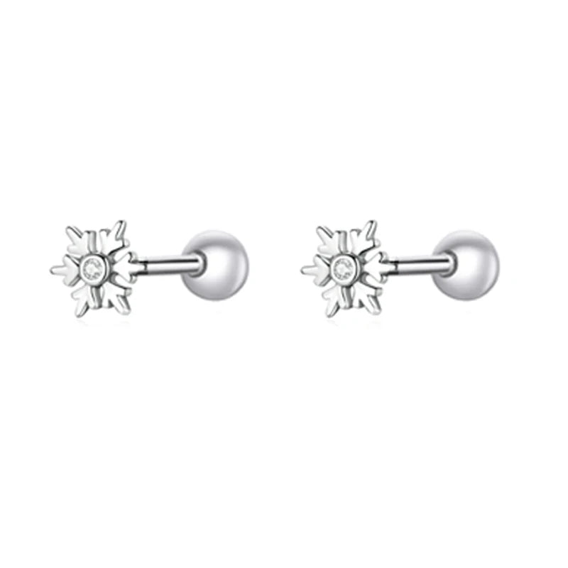 Brilliant Star and Butterfly Sterling Silver Stud Earrings