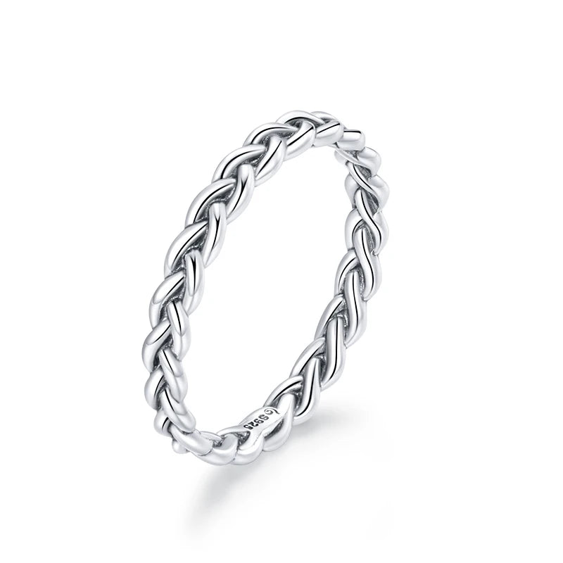 925 Sterling Silver Twisted Eternity Ring with Braided Texture