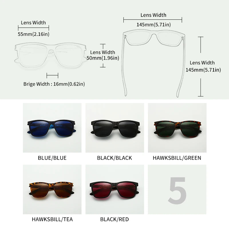 Square Polarized Sunglasses – Stainless Steel Frame