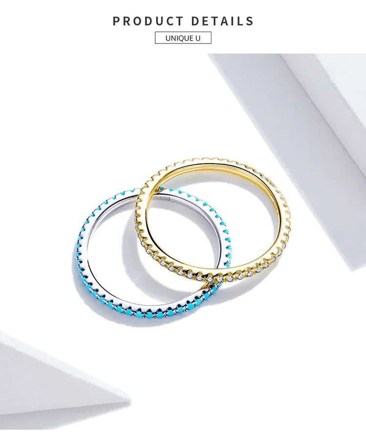 Gold Plated Zircon Stacking Ring – 925 Sterling Silver