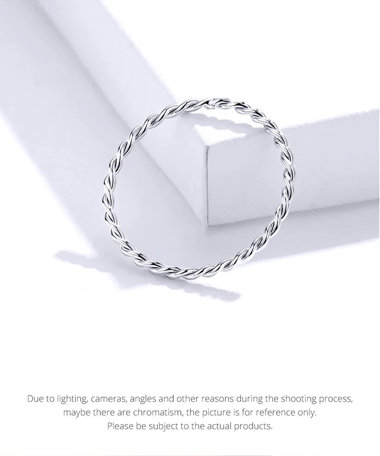 925 Sterling Silver Twisted Eternity Ring with Braided Texture