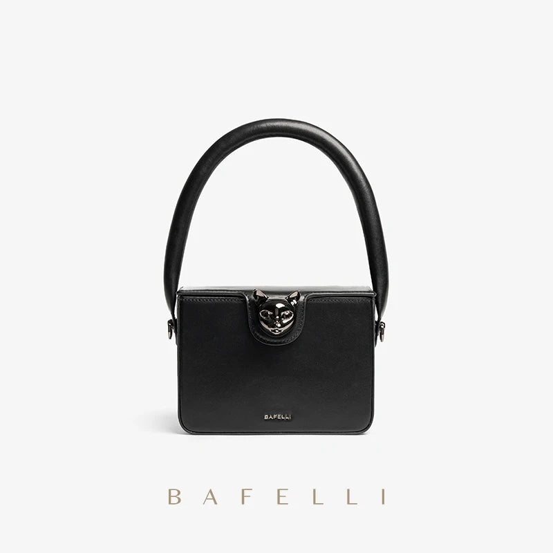 Boxy Genuine Leather Flap Bag – Cartoon Lock Design