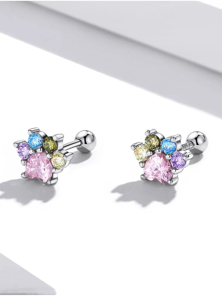 Brilliant Star and Butterfly Sterling Silver Stud Earrings