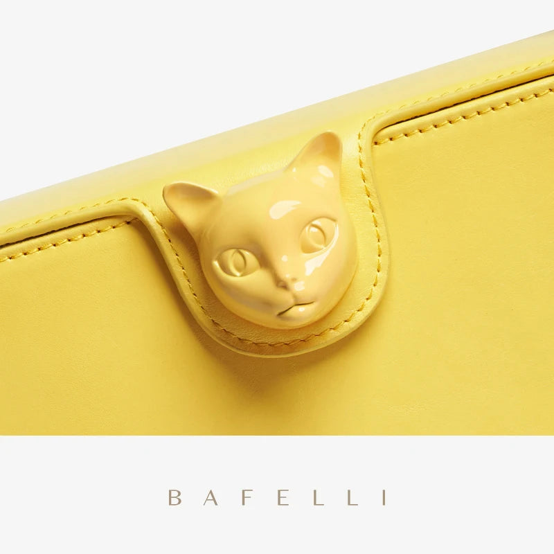 Boxy Genuine Leather Flap Bag – Cartoon Lock Design