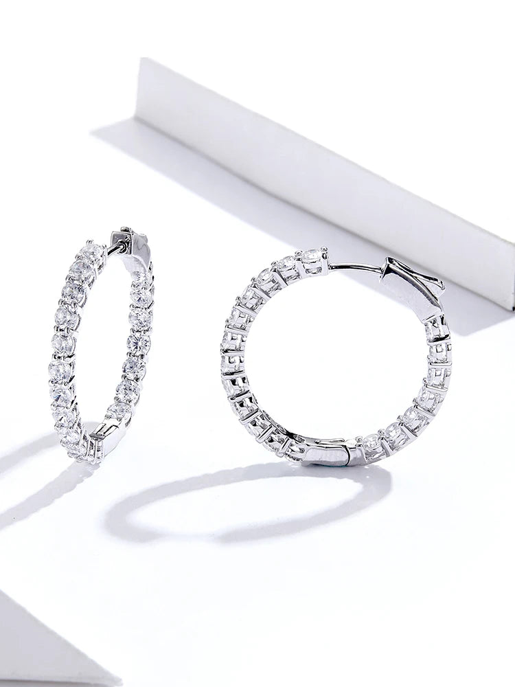 Cubic Zirconia Round Stud Earrings with Screw-Back Closure