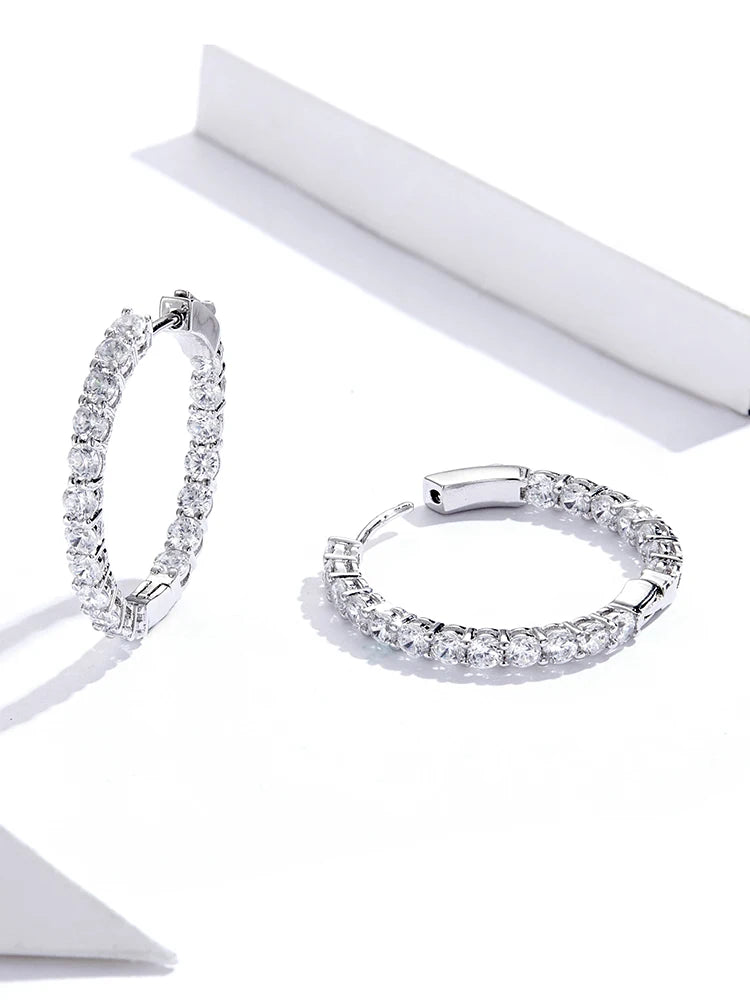 Cubic Zirconia Round Stud Earrings with Screw-Back Closure