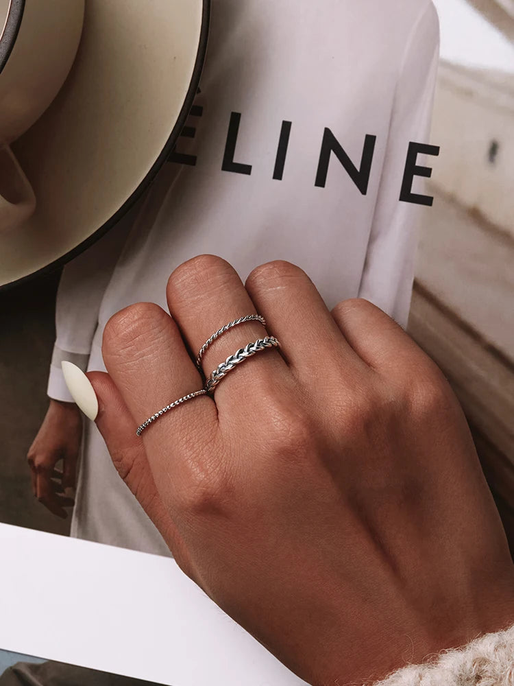 925 Sterling Silver Twisted Eternity Ring with Braided Texture