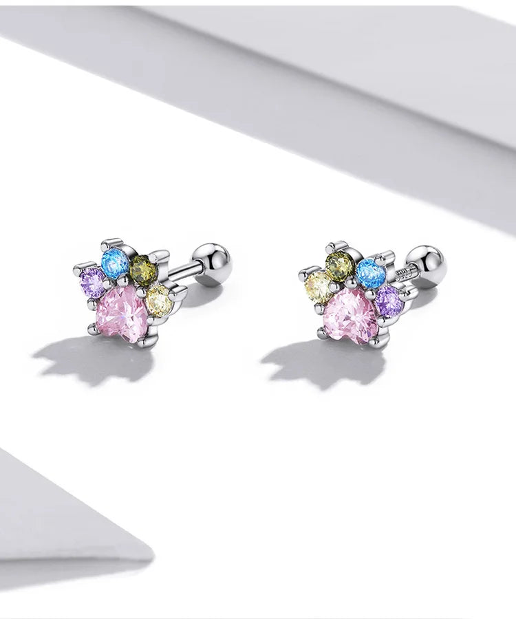Brilliant Star and Butterfly Sterling Silver Stud Earrings