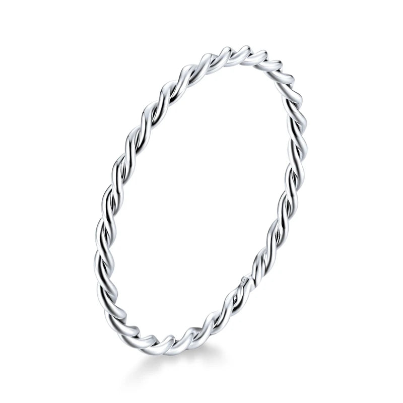 925 Sterling Silver Twisted Eternity Ring with Braided Texture